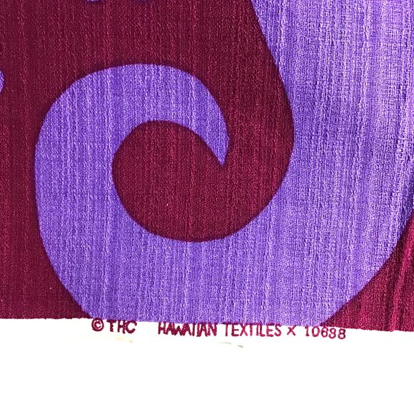 Vintage THC Hawaiian Textiles Rayon Crepe Fabric 10638 Royal Purple Swirl Floral - Picture 2 of 4